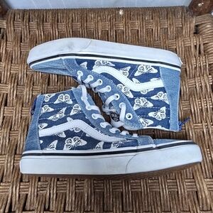 Vans Kids Blue Butterfly High-Top Sneakers Lace‎ Up Zip Back 2.5